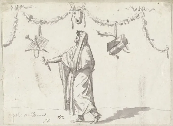 Framed Print : Ornament with a Bearded Man in Ancient Dress, 1775 / 80. Creator: Jacques-Louis David Framed Print : Ornament with a Bearded Man in Ancient Dress, 1775 / 80. Creator: Jacques-Louis David