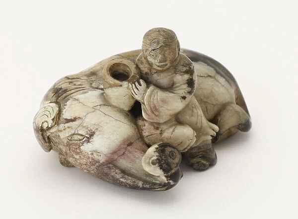 Ornament: boy with reclining elephant, Mid-Ming to Qing dynasty, 1600 to 1911
