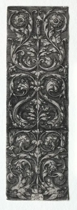 Framed Print : Ornament Design with Fishes, 1552. Creator: Heinrich Aldegrever (German, 1502-1555 / 61) Framed Print : Ornament Design with Fishes, 1552. Creator: Heinrich Aldegrever (German, 1502-1555 / 61)