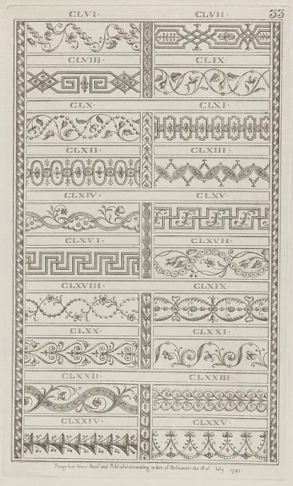 Framed Print : Ornament Designs, nos. CLVI to CLXXV ('Designs for Various Ornaments, pl. 33), July 1, 1781. Creator: Michelangelo Pergolesi. Ornament Designs, nos. CLVI to CLXXV ('Designs for Various Ornaments, pl. 33), July 1, 1781 Framed Print : Ornament Designs, nos. CLVI to CLXXV ('Designs for Various Ornaments, pl. 33), July 1, 1781. Creator: Michelangelo Pergolesi. Ornament Designs, nos. CLVI to CLXXV ('Designs for Various Ornaments, pl. 33), July 1, 1781