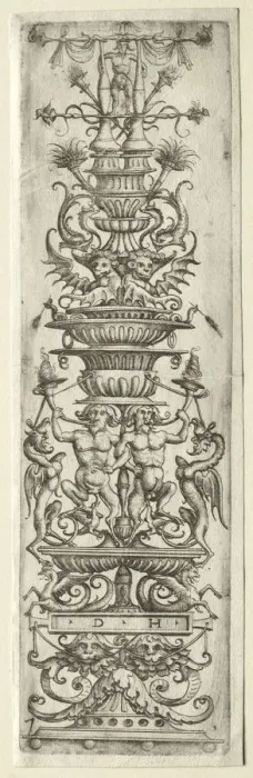 Framed Print : Ornament Fillet with Candelabre-Ornament. Creator: Daniel I Hopfer (German, c. 1470-1536) Framed Print : Ornament Fillet with Candelabre-Ornament. Creator: Daniel I Hopfer (German, c. 1470-1536)