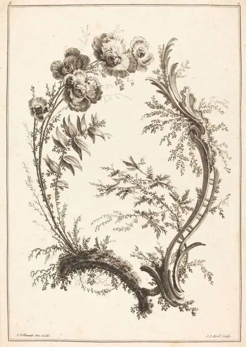 Framed Print : Ornament with Flowers. Creator: Jean Jacques Avril Framed Print : Ornament with Flowers. Creator: Jean Jacques Avril