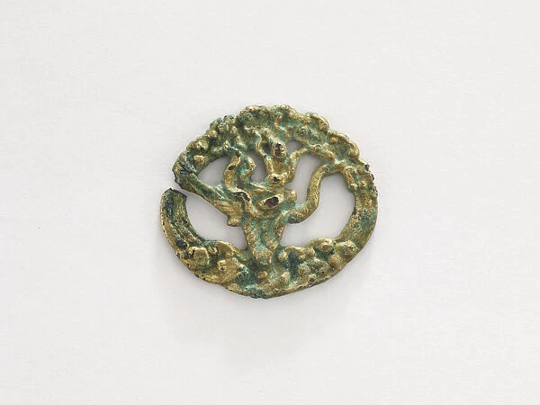 Ornament: immortal, crane, and clouds, Goryeo period, 12th-13th century. Creator: Unknown