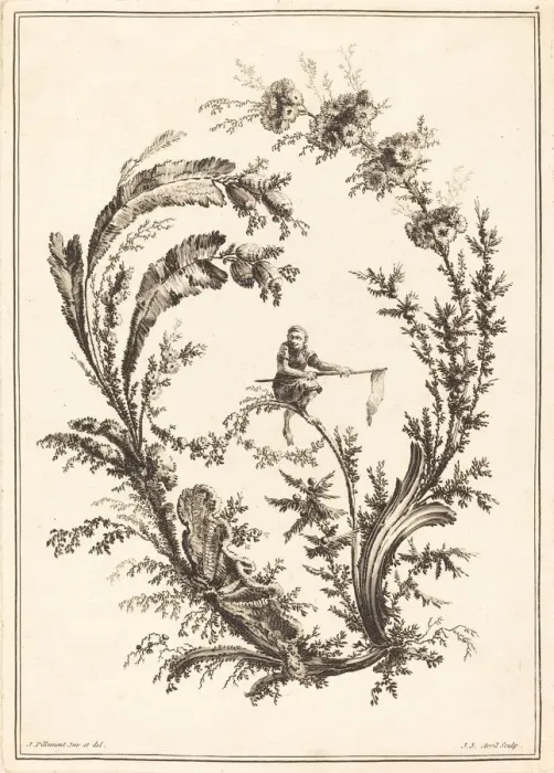 Framed Print : Ornament with a Monkey. Creator: Jean Jacques Avril Framed Print : Ornament with a Monkey. Creator: Jean Jacques Avril