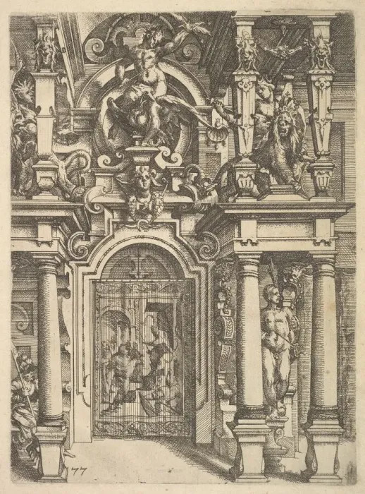 Framed Print : Ornament plate from Architettura, 1598. Creator: Wendel Dietterlin the Elder Framed Print : Ornament plate from Architettura, 1598. Creator: Wendel Dietterlin the Elder