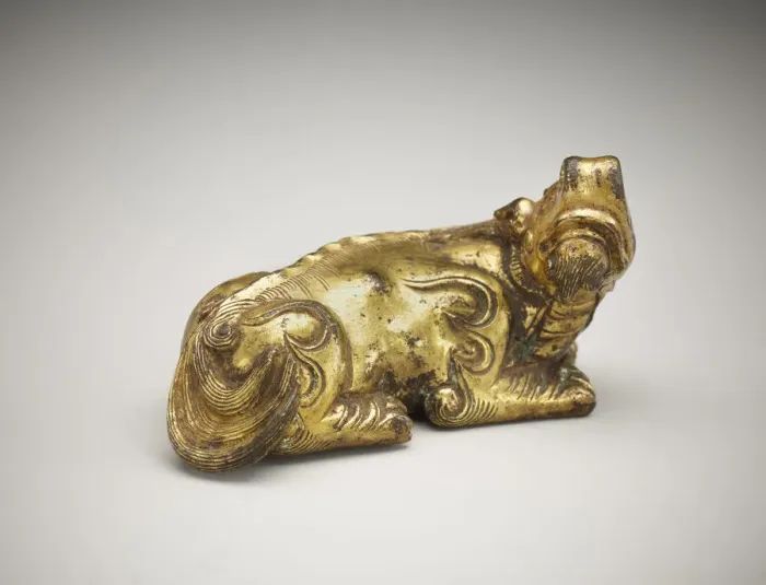 Framed Print : Ornament or weight: a recumbent ch i-lin, Qing dynasty, 18th century. Creator: Unknown Framed Print : Ornament or weight: a recumbent ch i-lin, Qing dynasty, 18th century. Creator: Unknown