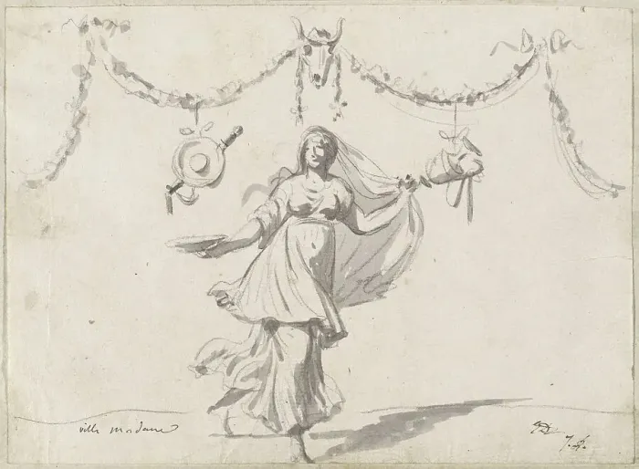 Framed Print : Ornament with a Woman in Ancient Dress, 1775 / 80. Creator: Jacques-Louis David Framed Print : Ornament with a Woman in Ancient Dress, 1775 / 80. Creator: Jacques-Louis David