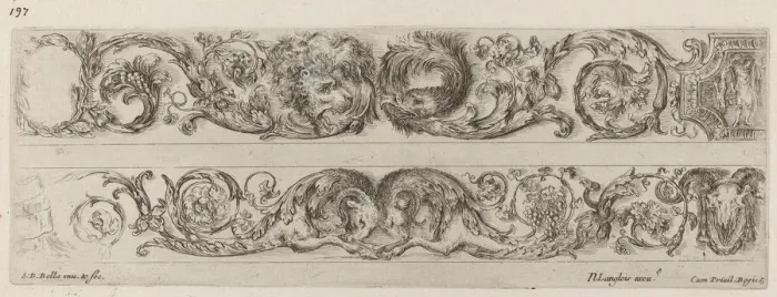 Framed Print : Two Ornamental Bands with Facing Heads of Lion and Eagle, and Two Rams, probably 1648 Framed Print : Two Ornamental Bands with Facing Heads of Lion and Eagle, and Two Rams, probably 1648