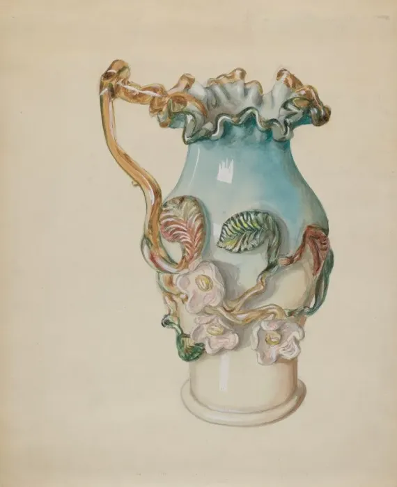 Framed Print : Ornamental Blue Pitcher, c. 1936. Creator: Robert Stewart Framed Print : Ornamental Blue Pitcher, c. 1936. Creator: Robert Stewart