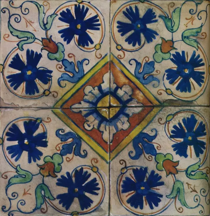Framed Print : Ornamental Dutch tiles, Italian influence, c1600 Framed Print : Ornamental Dutch tiles, Italian influence, c1600