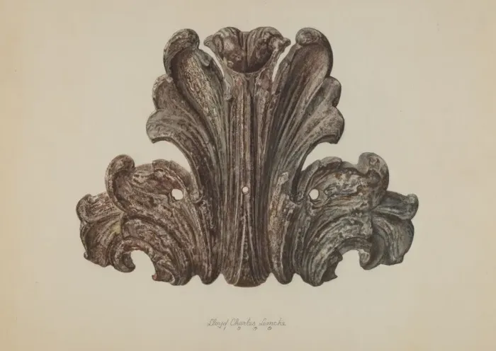 Framed Print : Ornamental Iron Leaf, 1938. Creator: Lloyd Charles Lemcke Framed Print : Ornamental Iron Leaf, 1938. Creator: Lloyd Charles Lemcke