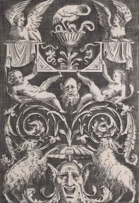 Framed Print : Ornamental Panel, ca. 1514-36. Creator: Agostino Veneziano Framed Print : Ornamental Panel, ca. 1514-36. Creator: Agostino Veneziano