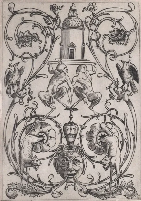 Framed Print : Ornamental Panel, ca. 1514-36. Creator: Agostino Veneziano Framed Print : Ornamental Panel, ca. 1514-36. Creator: Agostino Veneziano