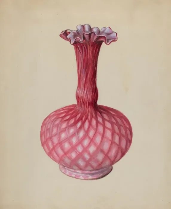 Framed Print : Ornamental Ruby Vase, c. 1936. Creator: Robert Stewart Framed Print : Ornamental Ruby Vase, c. 1936. Creator: Robert Stewart