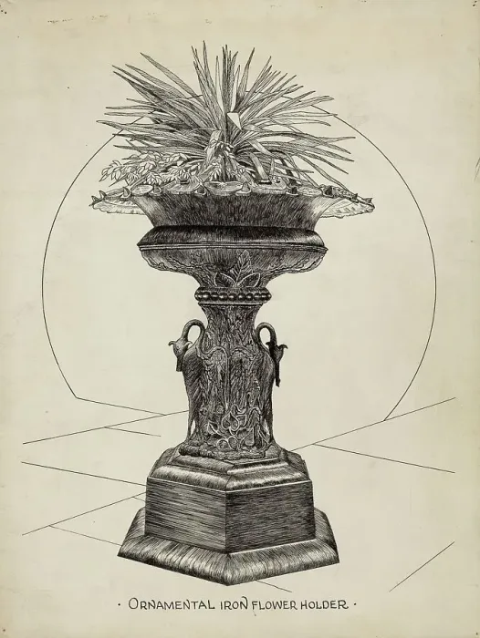 Framed Print : Ornamental Urn for Flowers, c. 1936. Creator: Ray Price Framed Print : Ornamental Urn for Flowers, c. 1936. Creator: Ray Price