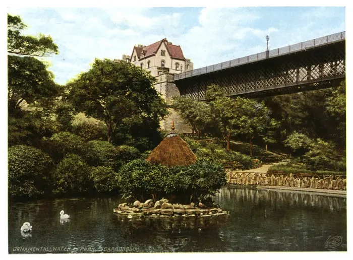 Framed Print : Ornamental Water in Park, Scarborough, 1901. Artist: Liversidge, Ross & Co Framed Print : Ornamental Water in Park, Scarborough, 1901. Artist: Liversidge, Ross & Co