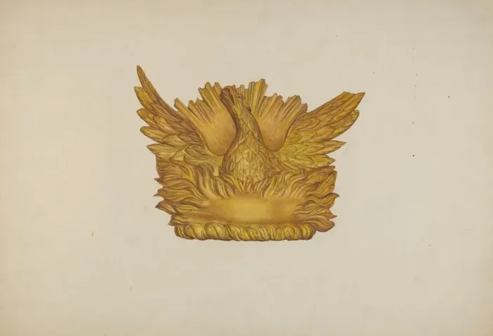 Framed Print : Ornamental Wood Carving: Eagle, c. 1940. Creator: Harriette Gale Framed Print : Ornamental Wood Carving: Eagle, c. 1940. Creator: Harriette Gale