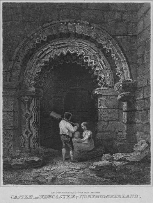 Framed Print : An Ornamented Door Way in the Castle, at Newcastle; Northumberland, 1814. Artist: John Greig