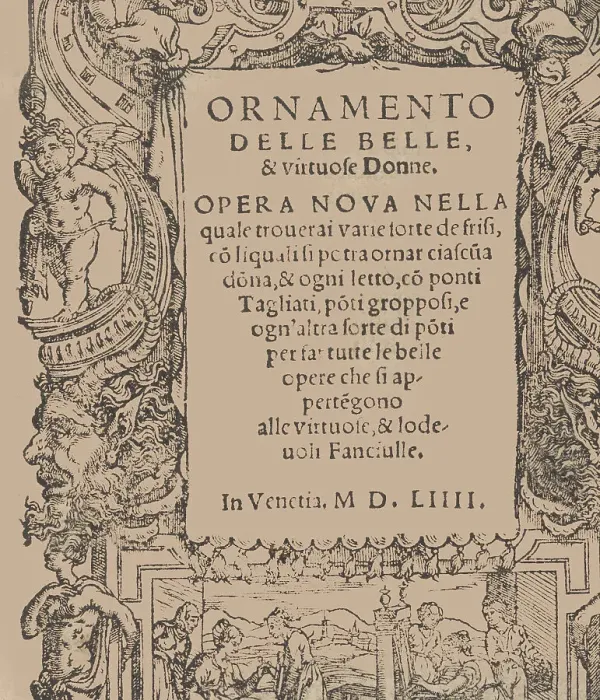 Framed Print : Ornamento delle belle & virtuose donne, title page (recto), 1554. Creator: Matteo Pagano. Ornamento delle belle & virtuose donne, title page (recto), 1554. Creator: Matteo Pagano Framed Print : Ornamento delle belle & virtuose donne, title page (recto), 1554. Creator: Matteo Pagano. Ornamento delle belle & virtuose donne, title page (recto), 1554. Creator: Matteo Pagano