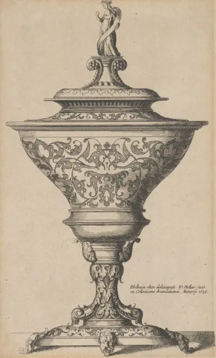 Framed Print : Ornate goblet on feet of masks, 1645. 1645. Creator: Wenceslaus Hollar Framed Print : Ornate goblet on feet of masks, 1645. 1645. Creator: Wenceslaus Hollar