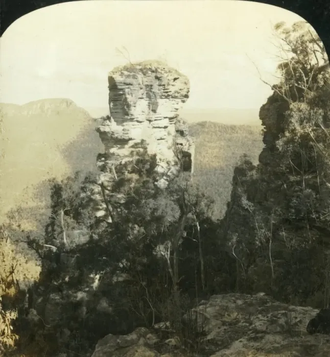 Framed Print : The Orphan and Indian Face Rocks... Blue Mountains, N.S.W. Australia, 1909. Creator Framed Print : The Orphan and Indian Face Rocks... Blue Mountains, N.S.W. Australia, 1909. Creator