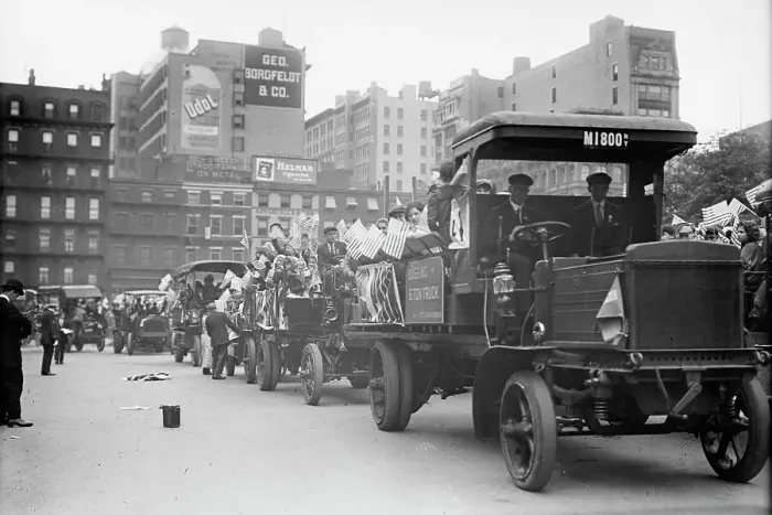 Framed Print : Orphans going to Coney Island in Autos, 1911. Creator: Bain News Service Framed Print : Orphans going to Coney Island in Autos, 1911. Creator: Bain News Service