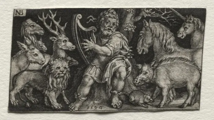 Framed Print : Orpheus Charming the Animals, 1594. Creator: Nicolaes de Bruyn (Netherlandish, 1571-1656); A Framed Print : Orpheus Charming the Animals, 1594. Creator: Nicolaes de Bruyn (Netherlandish, 1571-1656); A