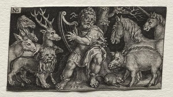 Orpheus Charming the Animals, 1594. Creator: Nicolaes de Bruyn (Netherlandish, 1571-1656); A