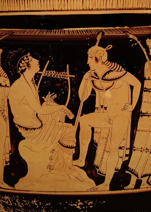 Framed Print : Orpheus among the Thracians (Detail). Attic Red Figure Column Krater, c450-440 BC. Creator: Orpheus Painter (active Mid of 5th cen. BC) Framed Print : Orpheus among the Thracians (Detail). Attic Red Figure Column Krater, c450-440 BC. Creator: Orpheus Painter (active Mid of 5th cen. BC)