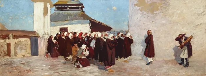 Framed Print : In Front of an Orthodox Church, 1899. Creator: Julian Falat Framed Print : In Front of an Orthodox Church, 1899. Creator: Julian Falat