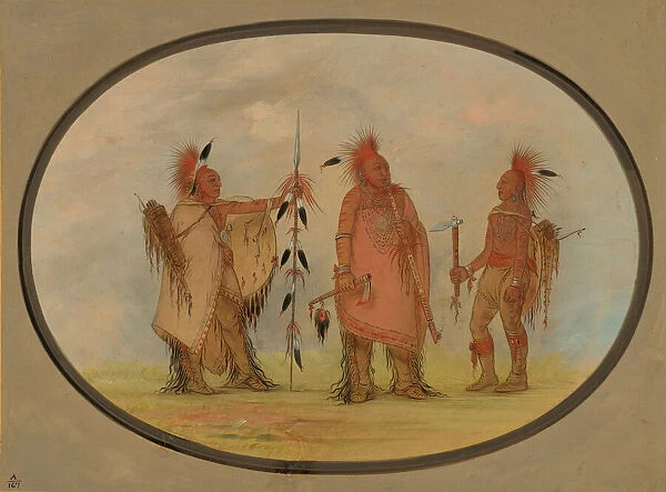 Osage Chief with Two Warriors, 1861  /  1869. Creator: George Catlin