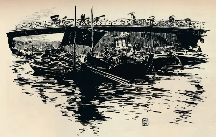Framed Print : Osaka, Japan, c1900. Artist: Mortimer L Menpes Framed Print : Osaka, Japan, c1900. Artist: Mortimer L Menpes