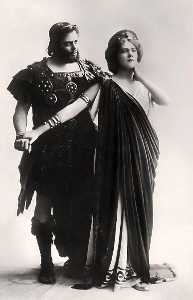 Oscar Asche and Lily Brayton in a scene from The Virgin Goddess, early 20th century. Artist: Rita Martin