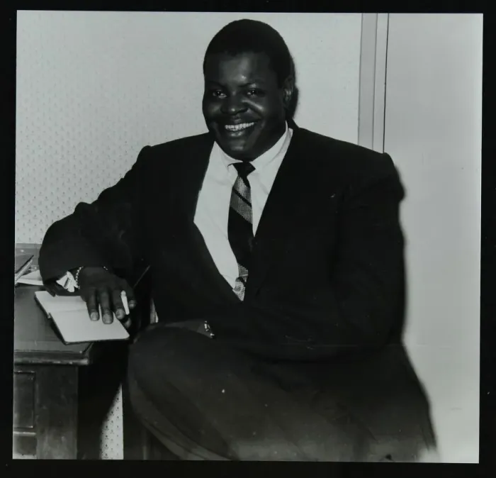 Framed Print : Oscar Peterson in the green room at Colston Hall, Bristol, 1955. Artist: Denis Williams Framed Print : Oscar Peterson in the green room at Colston Hall, Bristol, 1955. Artist: Denis Williams