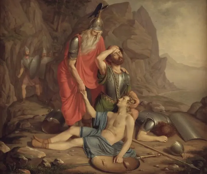 Framed Print : Oscar's death, 1828. Creator: Frederik Ludvig Storch Framed Print : Oscar's death, 1828. Creator: Frederik Ludvig Storch