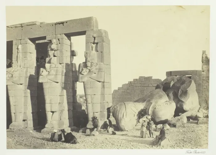 Framed Print : Osiride Pillars and Great Fallen Colossus, at the Memnonium, Thebes, 1857 Framed Print : Osiride Pillars and Great Fallen Colossus, at the Memnonium, Thebes, 1857