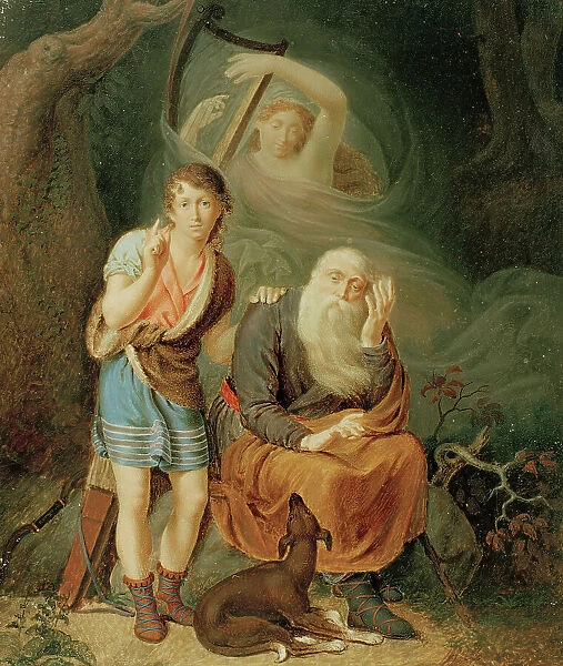 Ossia and the Son of Alphin Listening to the Spirit of Malvin, 19th century. Creator: Carl Ludwig Von Plötz