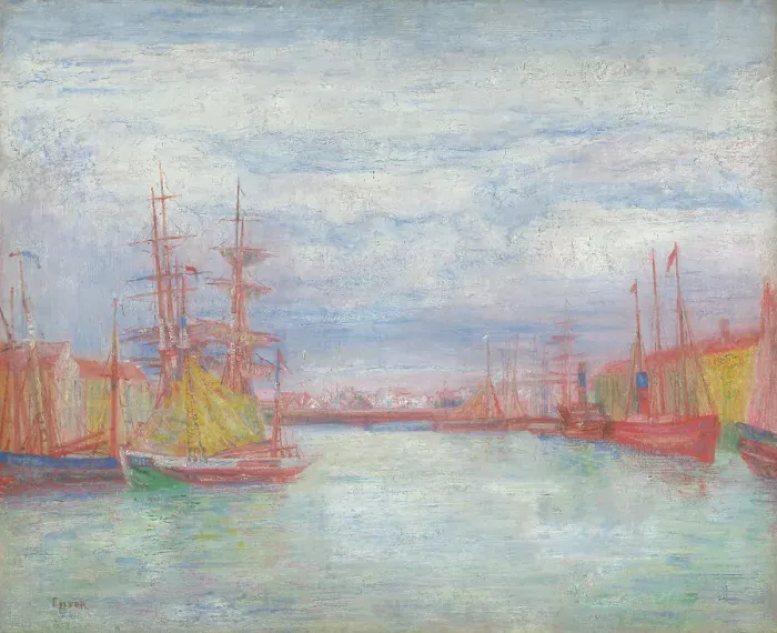 Framed Print : Ostend Harbour, 1900 or 1904. Creator: James Ensor Framed Print : Ostend Harbour, 1900 or 1904. Creator: James Ensor
