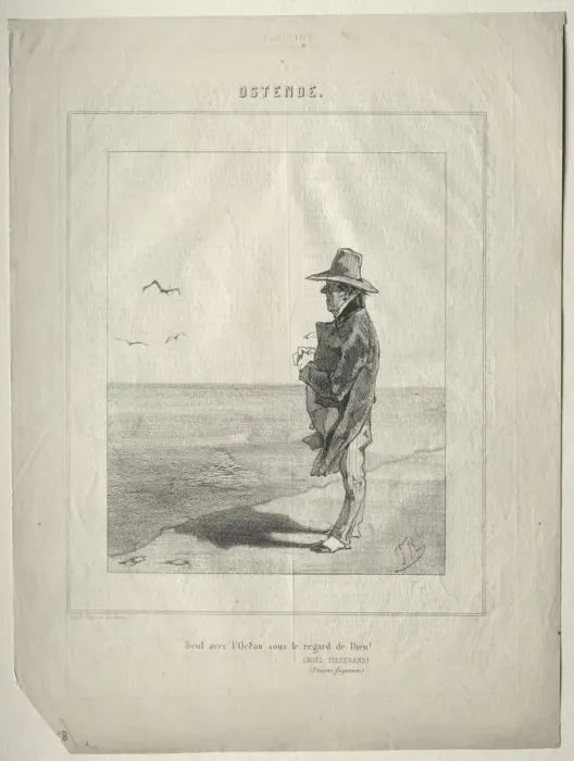 Framed Print : Ostend. Seul avec locean sous le regard de Dieu!. Creator: Felicien Rops (Belgian, 1833-1898) Framed Print : Ostend. Seul avec locean sous le regard de Dieu!. Creator: Felicien Rops (Belgian, 1833-1898)