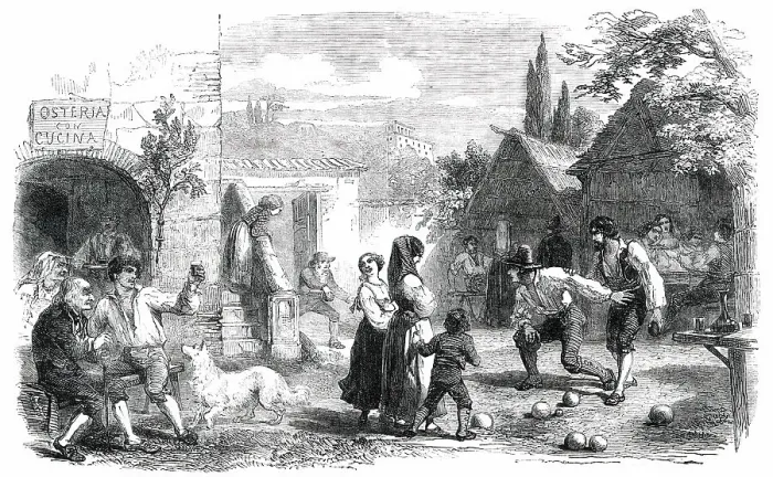 Framed Print : Osteria - Playing at Bowls - Rome, 1850. Creator: Unknown Framed Print : Osteria - Playing at Bowls - Rome, 1850. Creator: Unknown