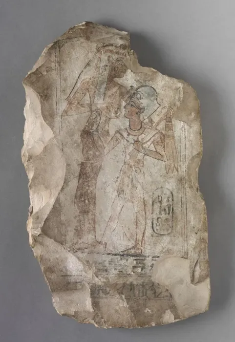 Framed Print : Ostracon: Ramesses II Suckled by a Goddess, c. 1279-1213 BC. Creator: Unknown Framed Print : Ostracon: Ramesses II Suckled by a Goddess, c. 1279-1213 BC. Creator: Unknown