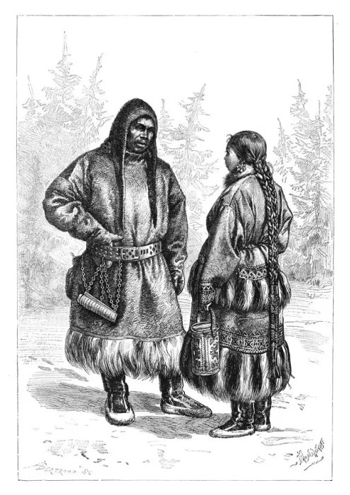 Framed Print : An Ostyak couple, Asia, 1895 Framed Print : An Ostyak couple, Asia, 1895