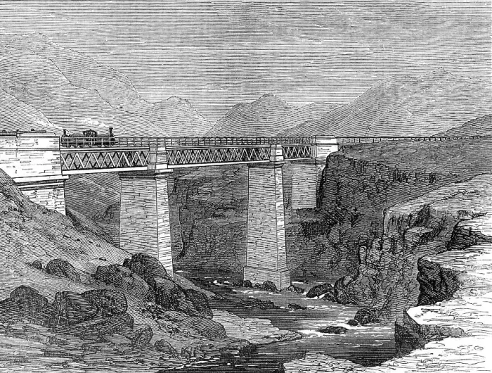 Framed Print : The Otago Great Northern Railway, New Zealand: Waiamakura Viaduct, 1872. Creator: Unknown Framed Print : The Otago Great Northern Railway, New Zealand: Waiamakura Viaduct, 1872. Creator: Unknown