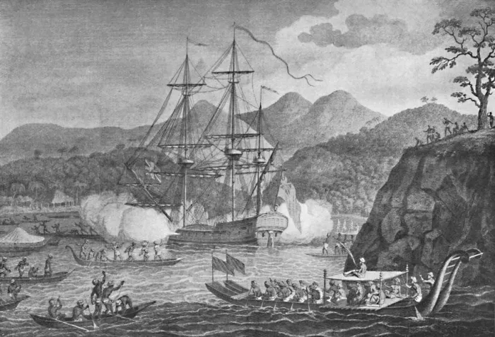 Framed Print : Otaheite Surrendered to Captain Wallis, 1773, (1904) Framed Print : Otaheite Surrendered to Captain Wallis, 1773, (1904)