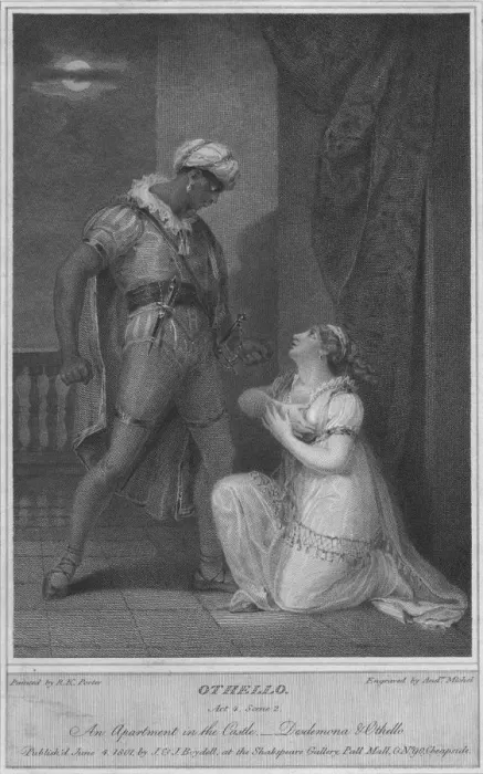 Framed Print : Othello. Act 4. Scene 2. An Apartment in the Castle. Desdemona & Othello, 1801. Artist: Andrew Michel Framed Print : Othello. Act 4. Scene 2. An Apartment in the Castle. Desdemona & Othello, 1801. Artist: Andrew Michel