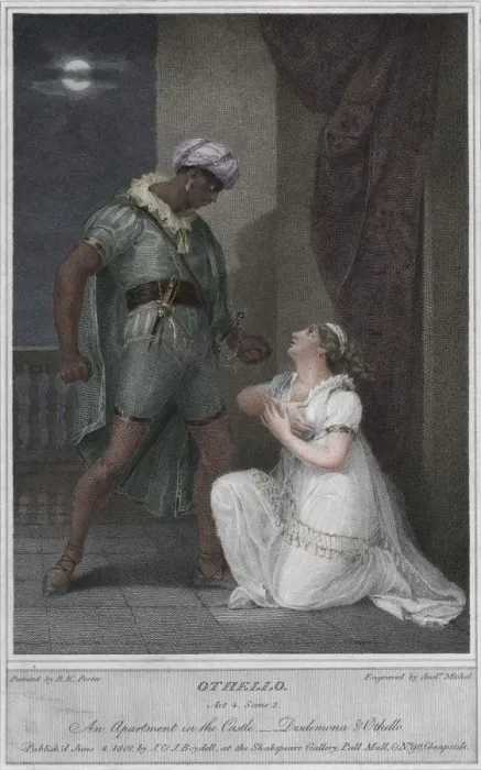 Framed Print : Othello. Act 4. Scene 2. An Apartment in the Castle. Desdemona & Othello, 1801. Artist: Andrew Michel Framed Print : Othello. Act 4. Scene 2. An Apartment in the Castle. Desdemona & Othello, 1801. Artist: Andrew Michel