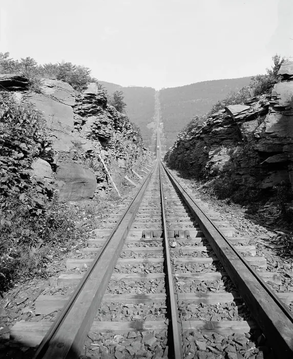 Framed Print : Otis Elevating Railway, looking up, Catskill Mts.N.Y. between 1895 and 1910. Creator: Unknown Framed Print : Otis Elevating Railway, looking up, Catskill Mts.N.Y. between 1895 and 1910. Creator: Unknown