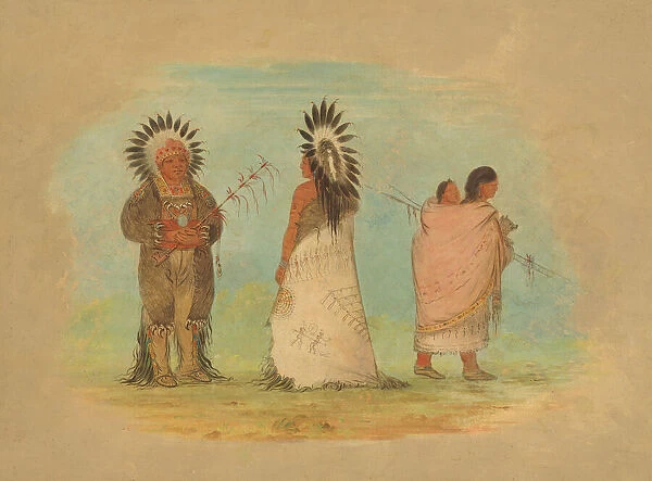 Two Ottoe Chiefs and a Woman, 1861  /  1869. Creator: George Catlin