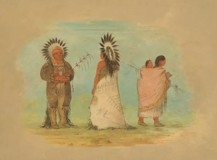 Framed Print : Two Ottoe Chiefs and a Woman, 1861 / 1869. Creator: George Catlin Framed Print : Two Ottoe Chiefs and a Woman, 1861 / 1869. Creator: George Catlin