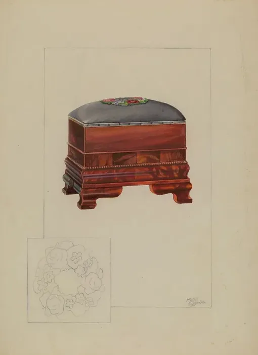 Framed Print : Ottoman, c. 1937. Creator: Hugh Clarke Framed Print : Ottoman, c. 1937. Creator: Hugh Clarke